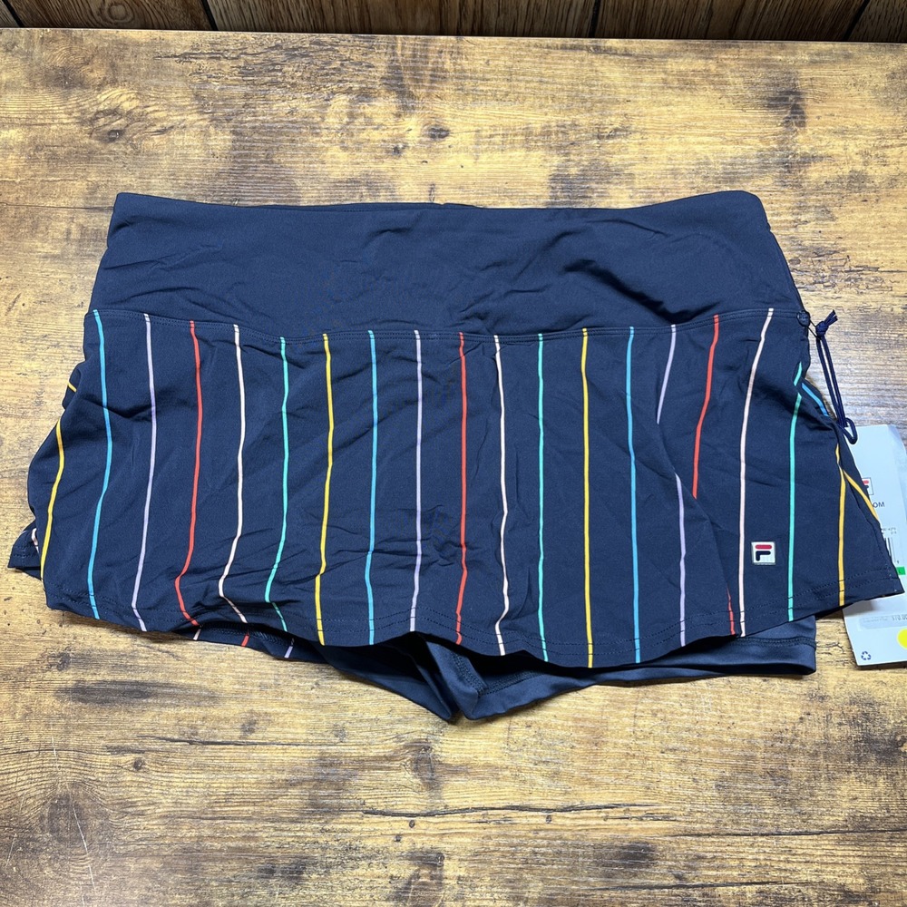 Fila Sport Athletic Stripe Skort Skirt Women's Size L Elastic Waist tennis golf